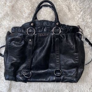 Authentic Black Miu Miu Leather Crossbody Bag
